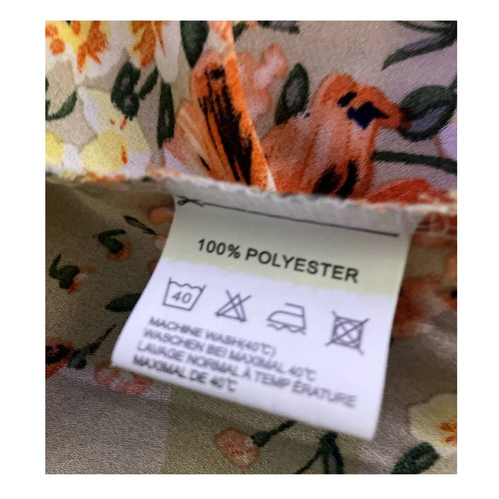 Relipop Women's Tan Floral Print Open-Front Duster/Kimono/Wrap/Coverup | Size M - Picture 10 of 12